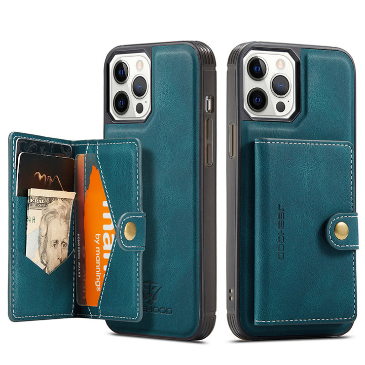 Leder-Brieftaschenhülle, abnehmbarer Kartenhalter, Ständer für iPhone 13 Pro Max, mehrere Modelle optional