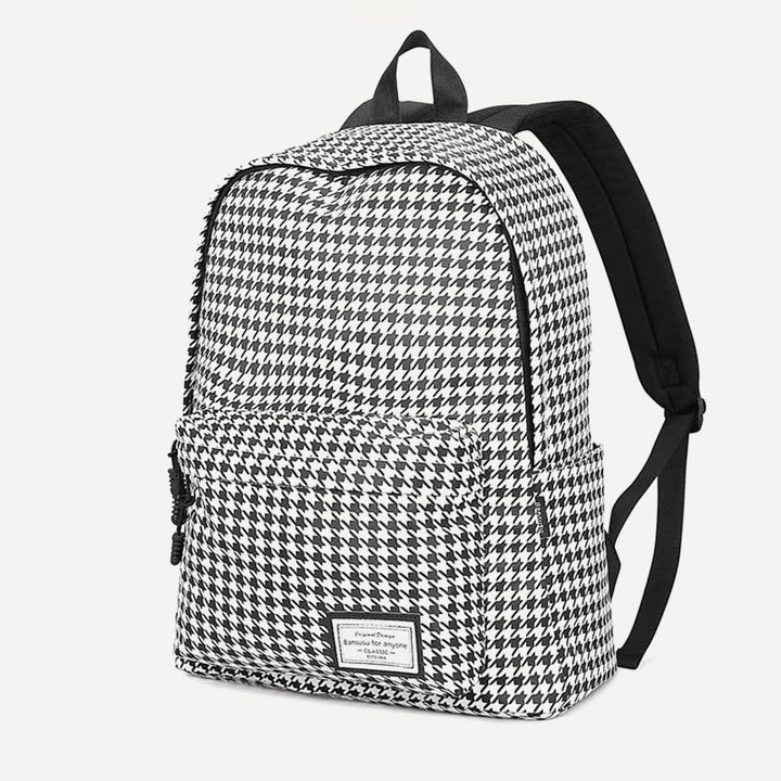 Rucksack mit Hahnentrittmuster, College-/Schulrucksack für Damen, Reise-Tagesrucksack, passend für 15,6 Zoll Laptop