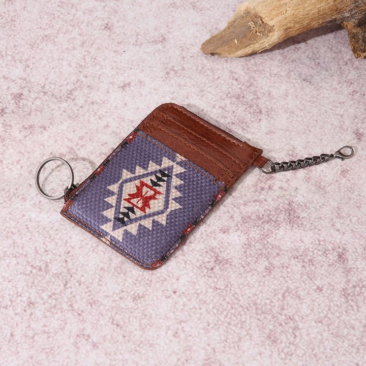 Vintage Kartenhalter für Damen Bohemian Baumwoll Leinen Kette Geldbörse