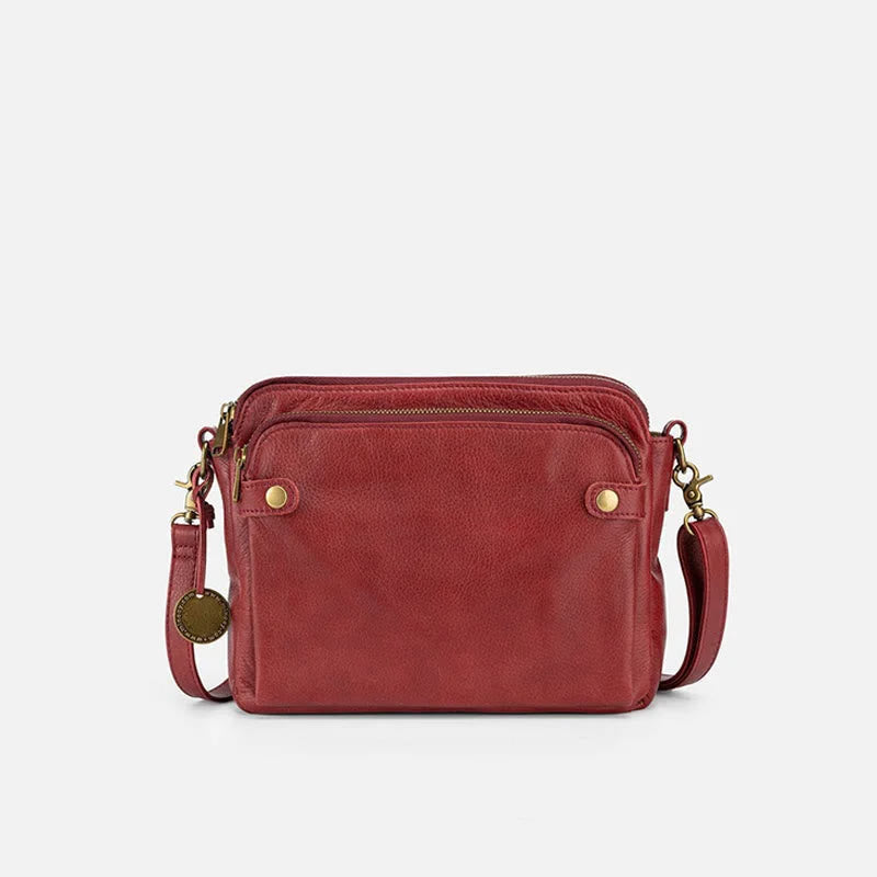 Vintage Dreilagige Umhängetasche aus Leder für Damen