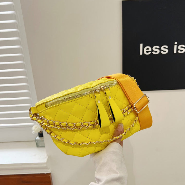 Rhomboid gesteppte Brusttasche Damen Gürteltasche mit Kettendekor