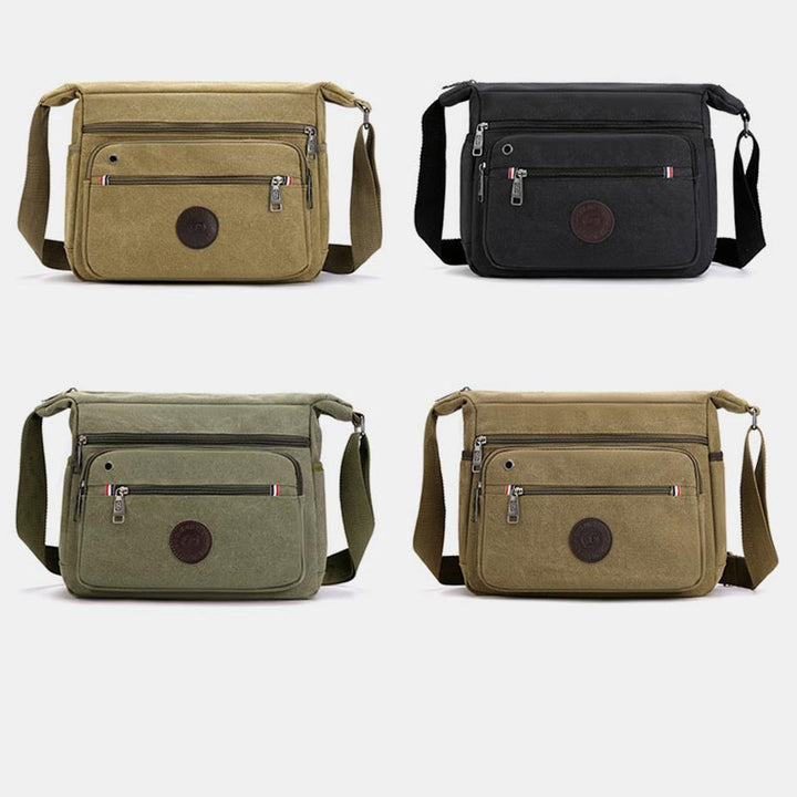 Vintage Messenger Bag aus Canvas mit großem Fassungsvermögen 