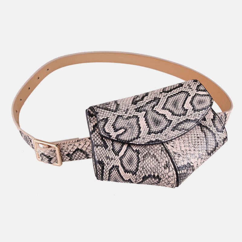 Gürteltasche aus Schlangenhautleder für Damen, veganes Leder