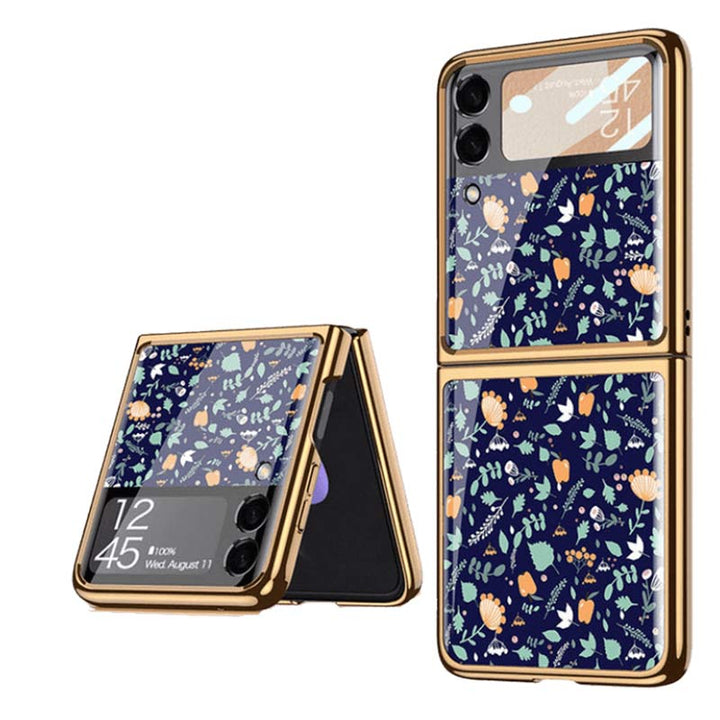 Samsung Galaxy Z Flip 3 Hülle Floral Premium Dünn Transparent Hart PC Handyhülle