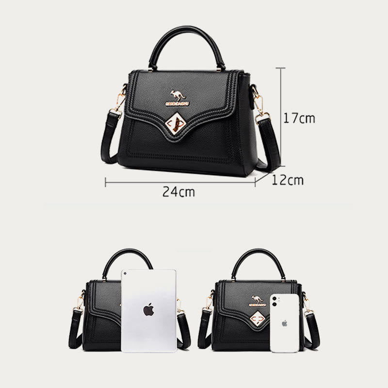 Klassische Tragetasche für den Weg zur Arbeit, minimalistische kleine Lederhandtasche