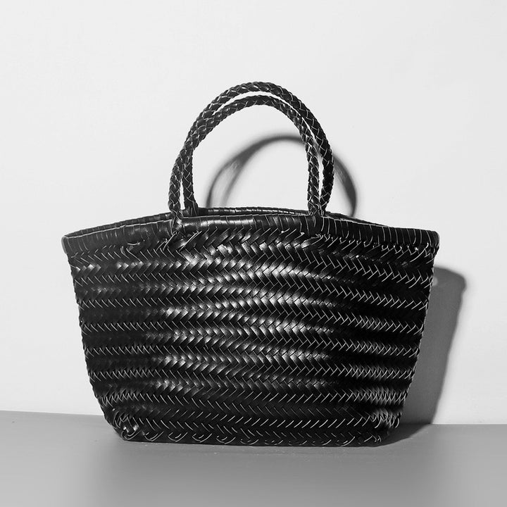 Damen Handtasche aus weichem PU-Leder, gewebt, handgefertigt, Sommer-Umhängetasche