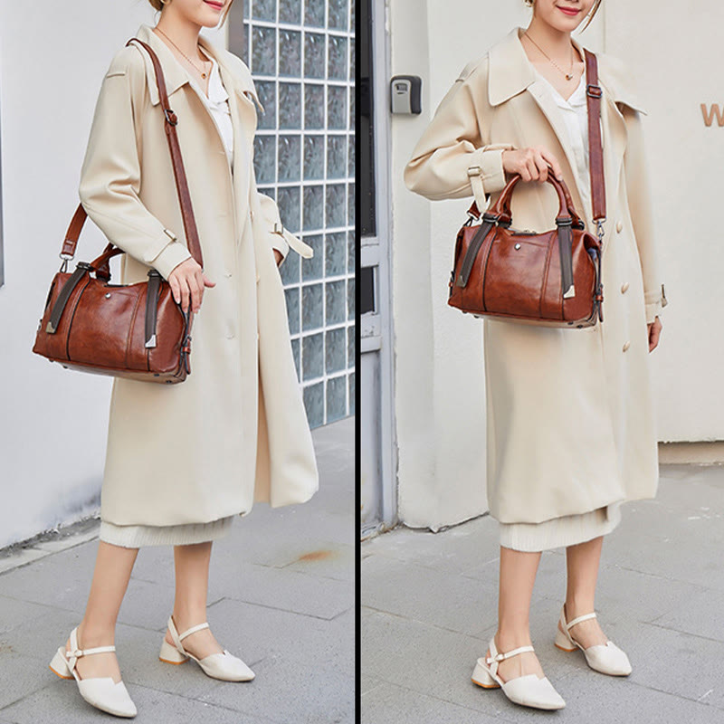 Klassische Damentasche im Retro-Stil, großer abnehmbarer Riemen, Umhängetasche für Damen