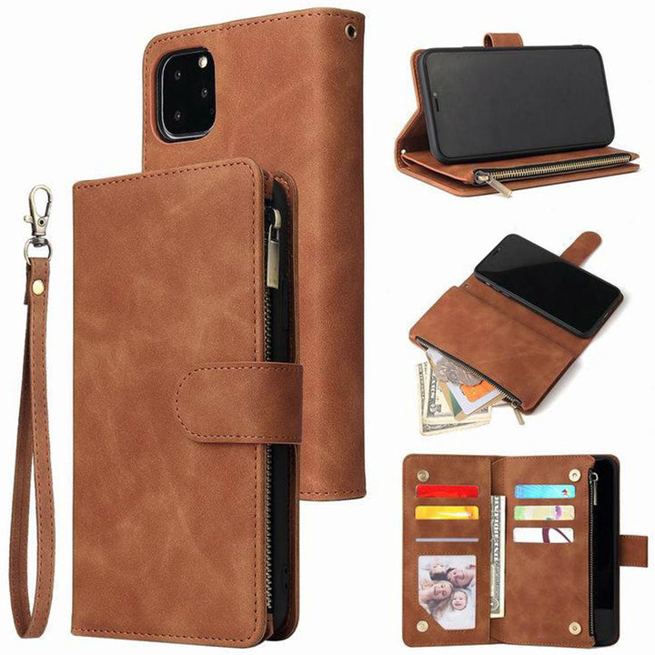 Funktionelle Handyhülle für iPhone Samsung Reißverschluss Brieftasche Hülle Armband Clutch