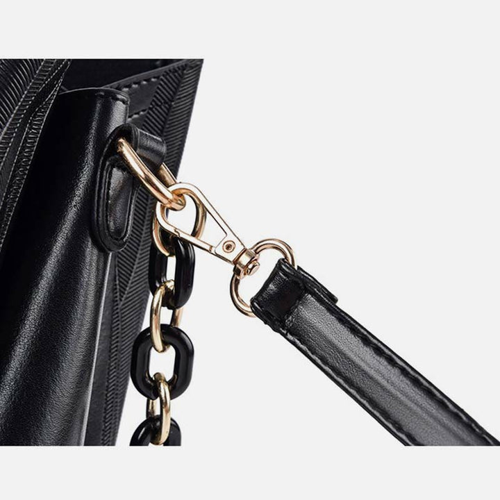 Handtasche mit Streifenmuster für Damen, groß, veganes Leder, Umhängetasche