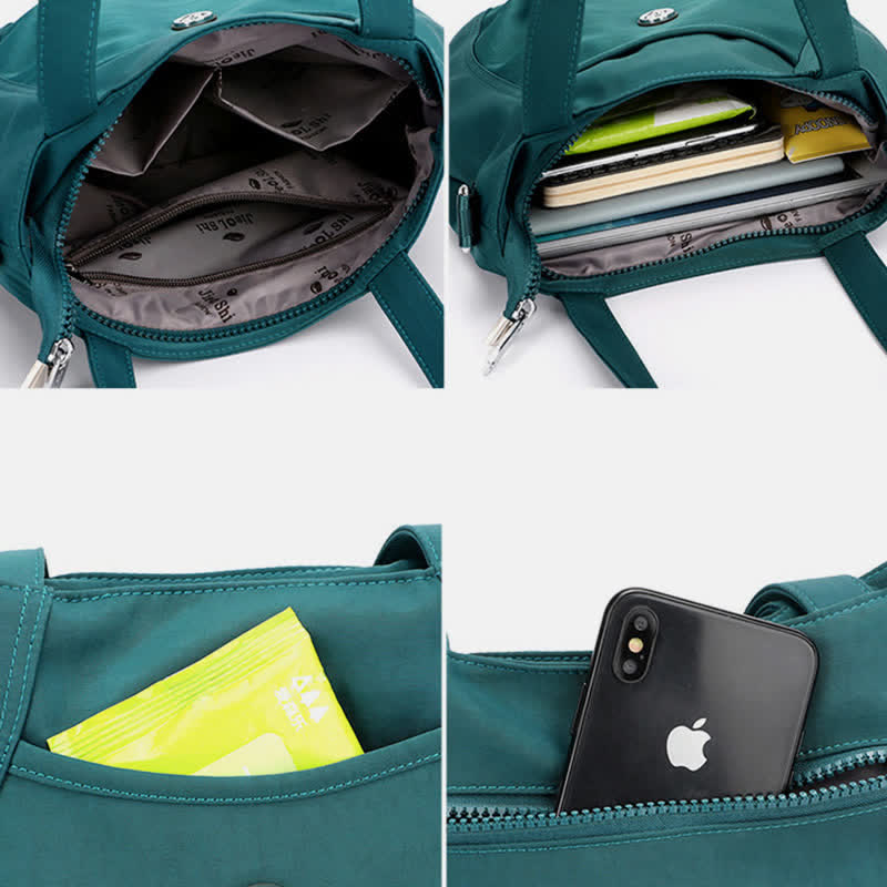 Leichte Umhängetasche aus Nylon mit mehreren Taschen und Reißverschlusstasche für Damen