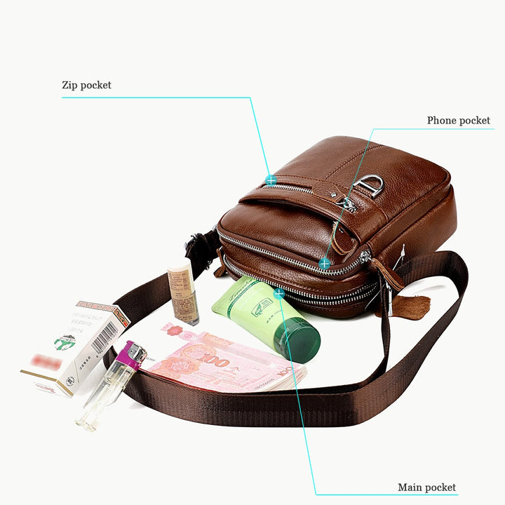 Umhängetasche für Herren, minimalistisch, aus echtem Leder, einzelne Schultertasche