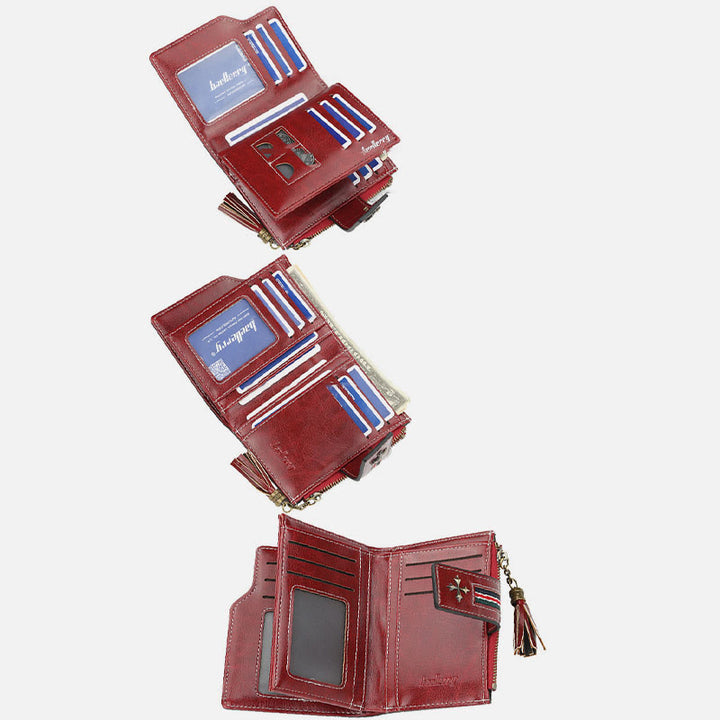 Kurze Bifold Brieftasche Retro Multi Slot Frauen Leder Geldbörse