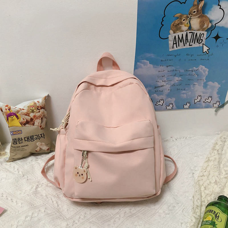 Rucksack für Damen, lässig, cool, solides Nylon, Schul-Umhängetasche