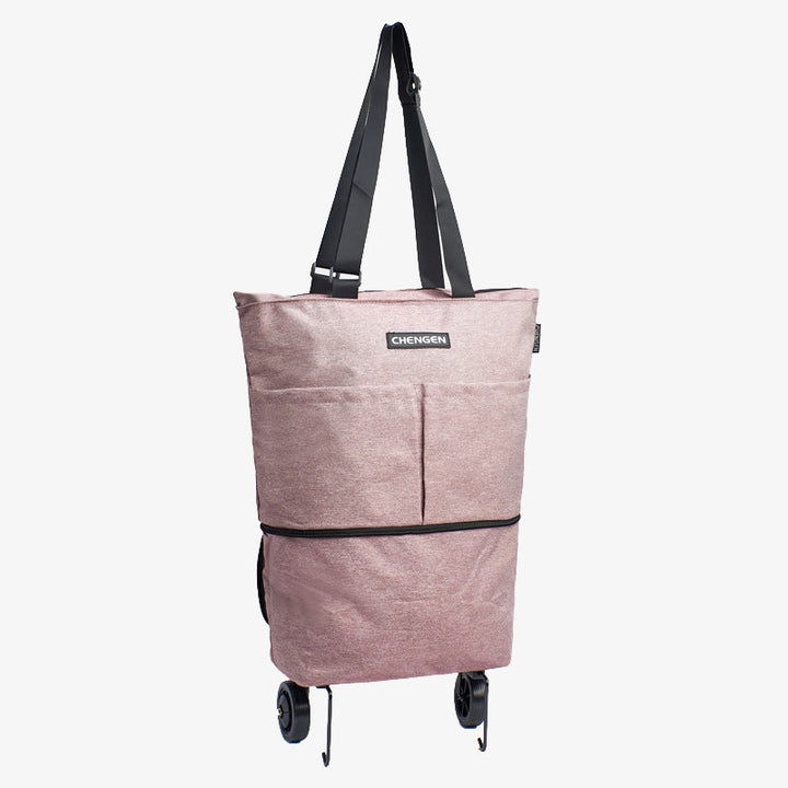 Supermarkt Rolling Tote Abnehmbare Faltbare Räder Schulter Handtasche Für Frauen