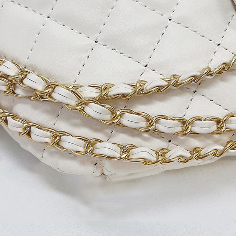 Rhomboid gesteppte Brusttasche Damen Gürteltasche mit Kettendekor