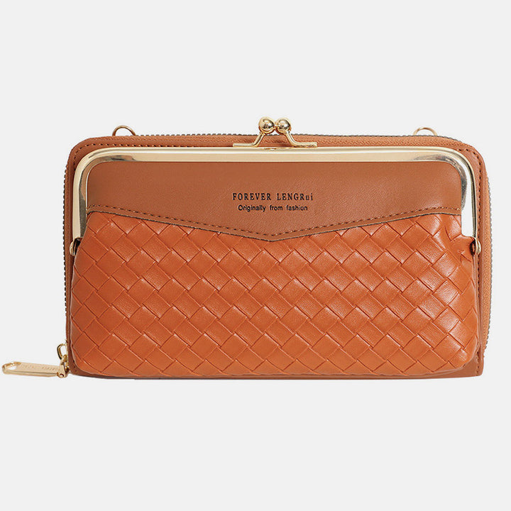 Kleine Umhängetasche Geldbörse Handytasche Damen Mini gewebtes Leder Schultertasche