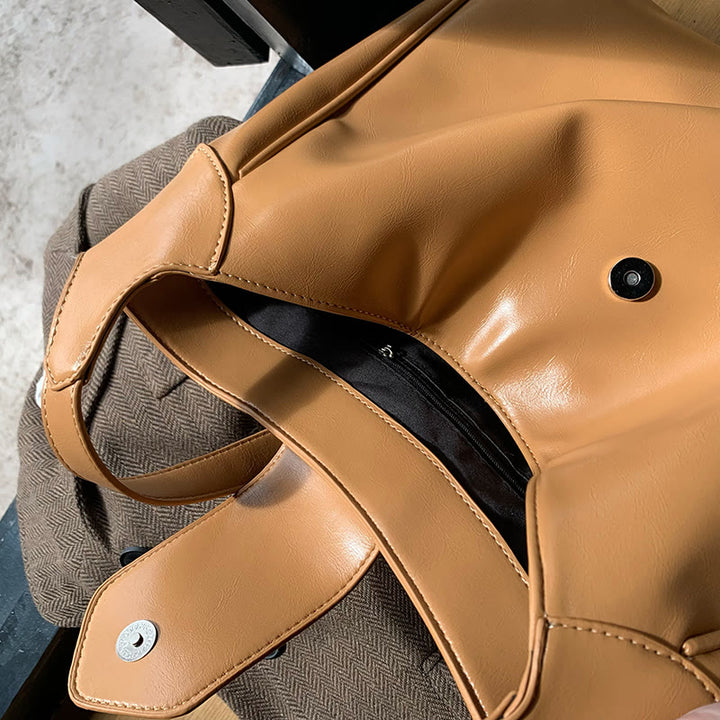 Minimalistische Ledertasche, einfarbig, breite Schnalle, Umhängetasche für Damen