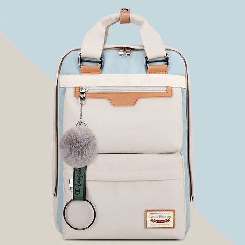 Modischer Patchwork-Rucksack mit Farbblockdesign und mehreren Taschen