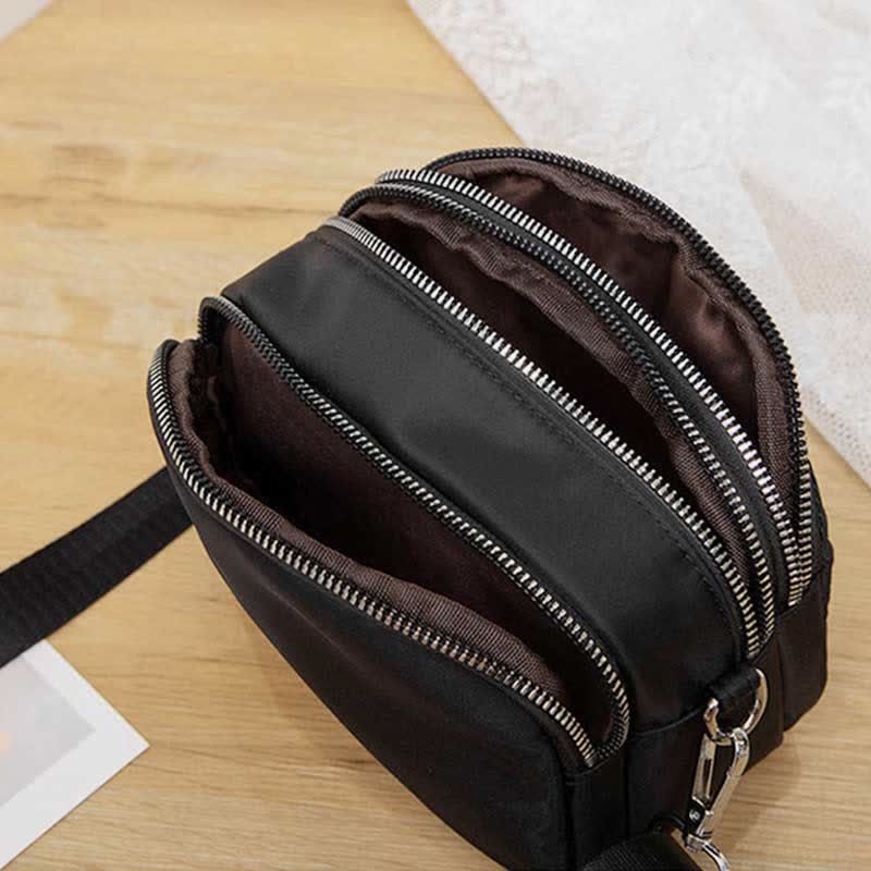 Damen Gesteppte Umhängetasche Dreifach Reißverschluss Kleine Schultertaschen Aus Nylon