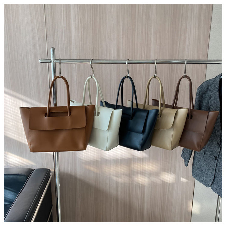 Clamshell Tote für Frauen Große minimalistische Leder Büro Pendler Geldbörse