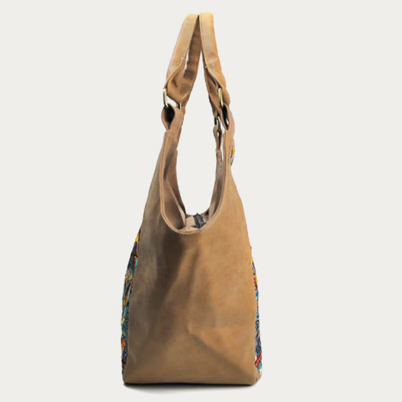 Tote für Frauen Reise ethnischen Stil Muster Leder Schultertasche