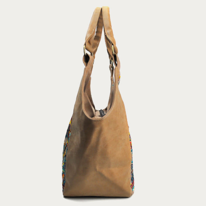 Tote für Frauen Reise ethnischen Stil Muster Leder Schultertasche