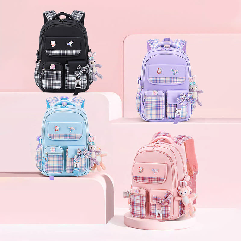 Rucksack für Mädchen, kräftiger Cartoon-Anhänger, leicht, große Kapazität