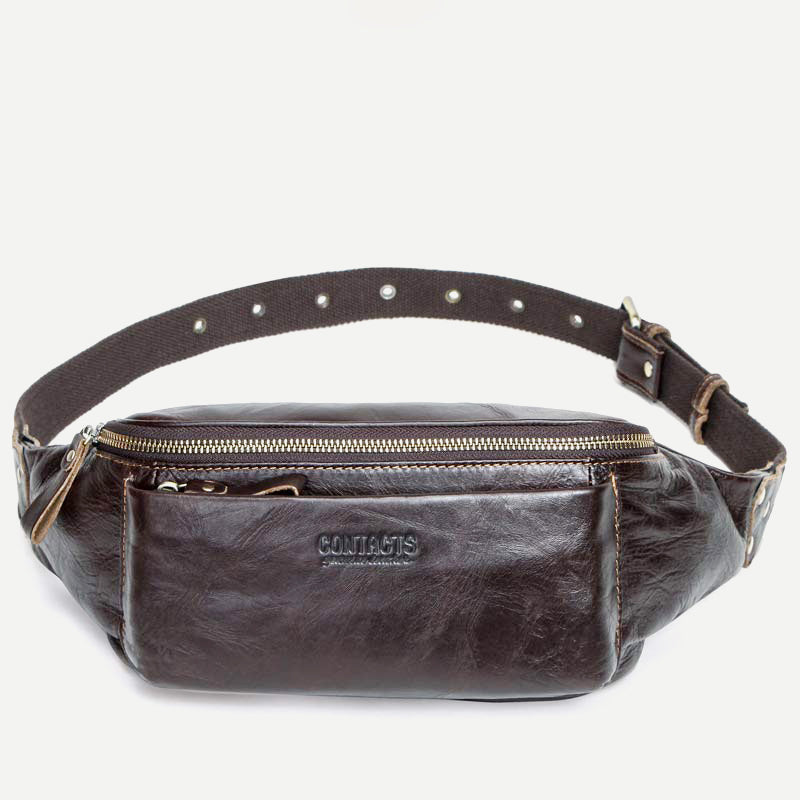 Gürteltasche aus echtem Leder, Brusttasche mit verstellbarem Gürtel