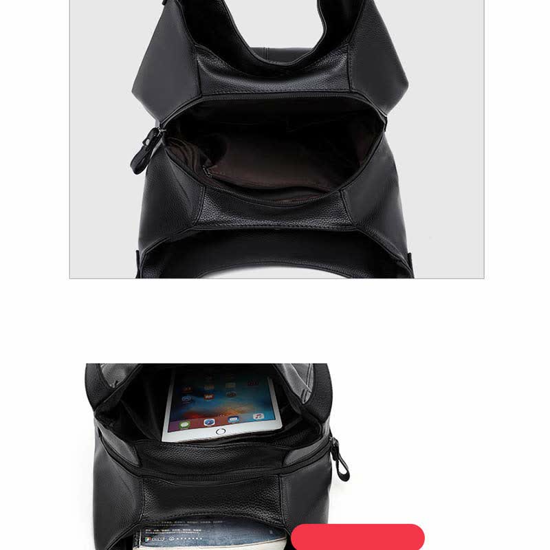 Hobo-Tasche mit drei Fächern für Damen, Schultertasche aus PU-Leder