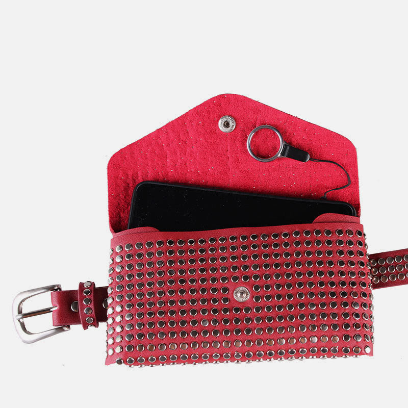 Punk-Gürteltasche für Damen mit funkelnden Nieten