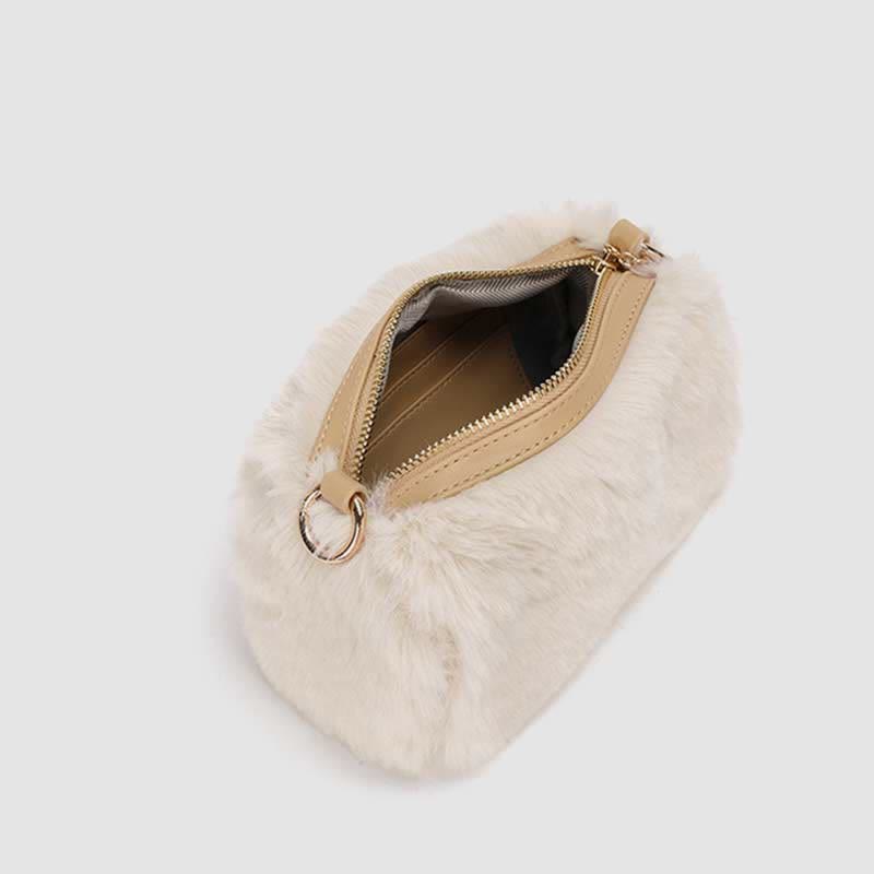 Damen Winter Plüsch Handtasche Flauschige Kirsche Crossbody Schultertasche Hobo Bag