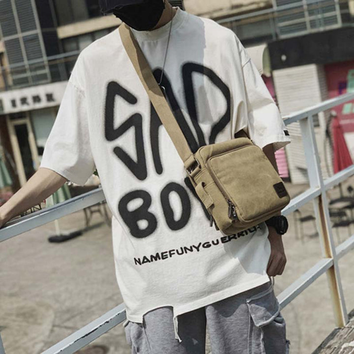Vintage Canvas Mini Crossbody Umhängetasche Männer kleine Geldbörsen mit Multi-Slot
