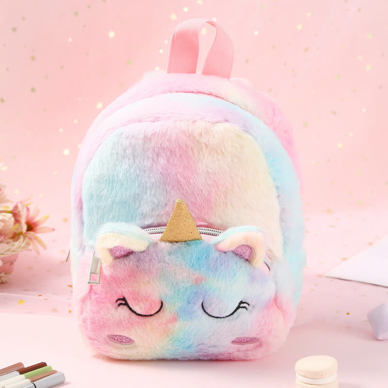 Rucksack für Frauen Einhorn pelzigen niedlichen Cartoon Kleinkinder Kinder Schultasche