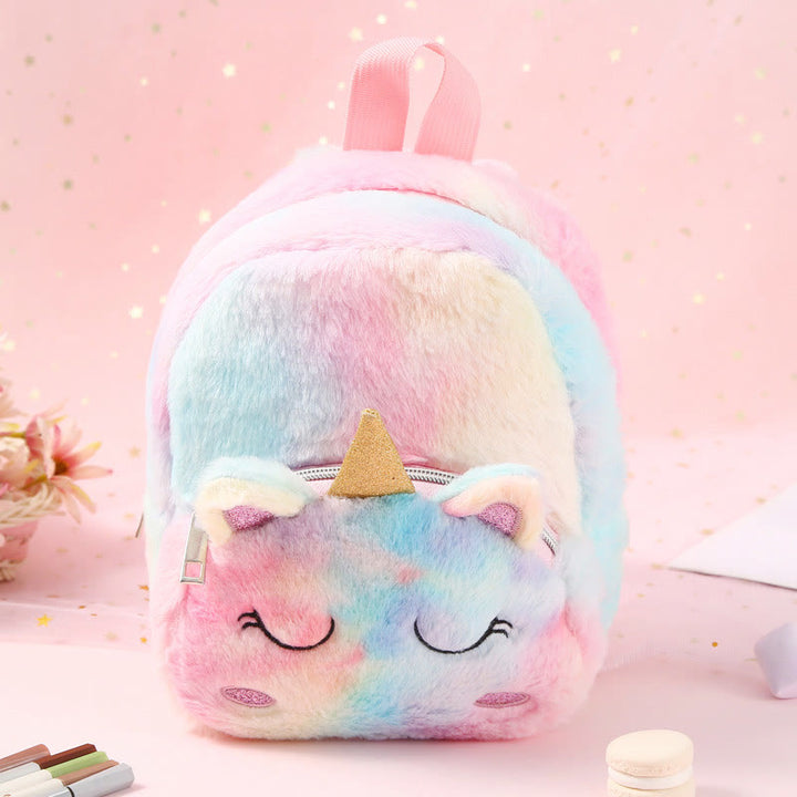 Rucksack für Frauen Einhorn pelzigen niedlichen Cartoon Kleinkinder Kinder Schultasche