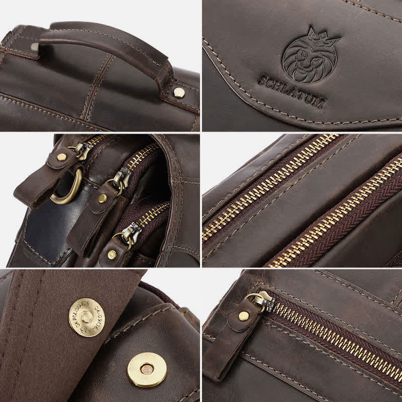 Echtes Leder Messenger Schultertasche für Männer Multi-Pocket Kleine Handtasche