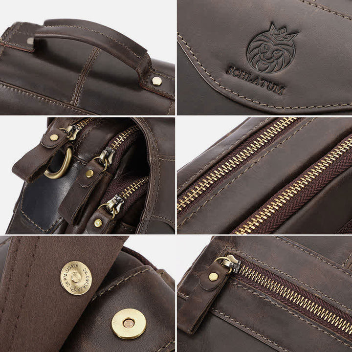 Echtes Leder Messenger Schultertasche für Männer Multi-Pocket Kleine Handtasche