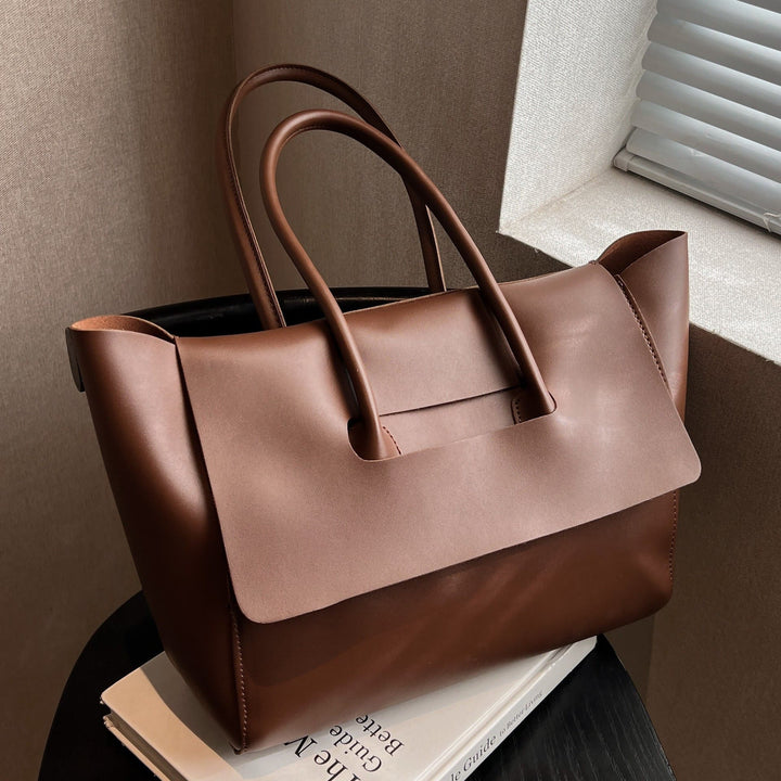 Clamshell Tote für Frauen Große minimalistische Leder Büro Pendler Geldbörse