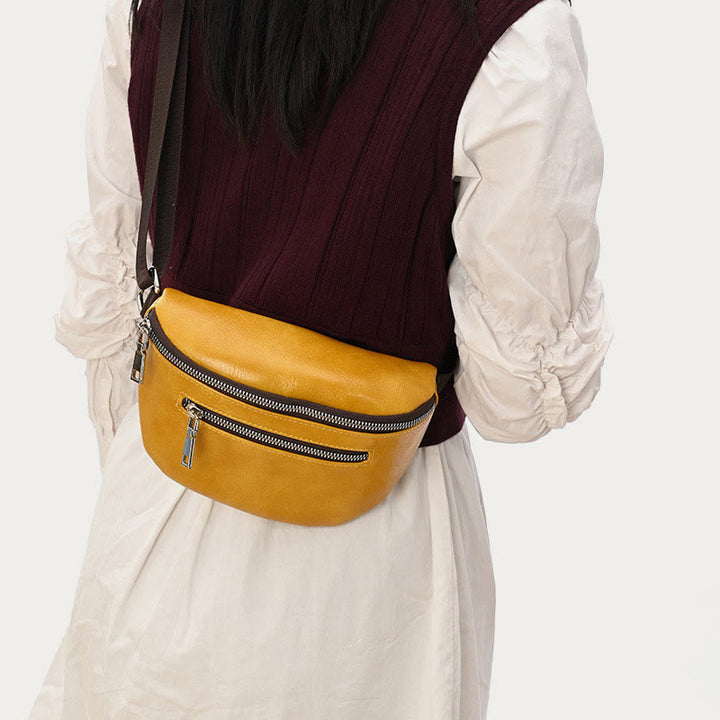 Retro Sling Bag Ölwachs Kunstleder Crossbody Umhängetasche