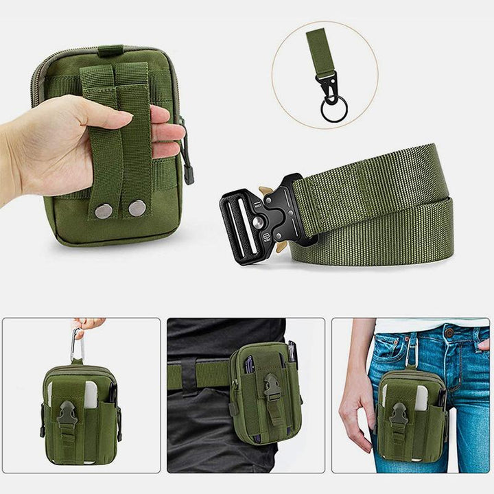 Taktischer Gürtel für Herren, Militärgürtel aus Nylongewebe mit Tasche und Haken