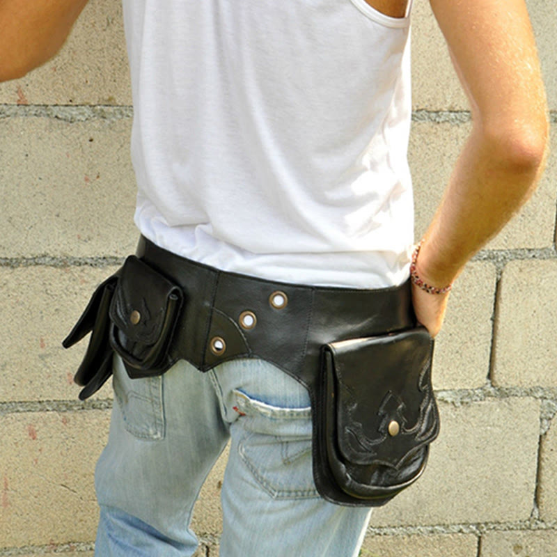 Gürteltasche für Männer mit mehreren Taschen, Nieten im Punk-Stil, Alltagstasche