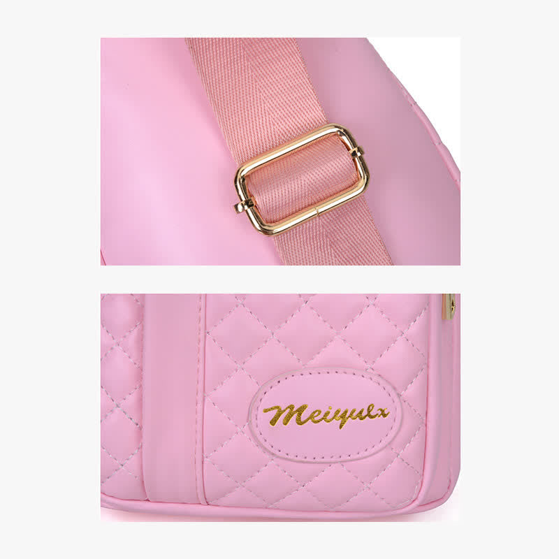 Schultertasche aus Leder für Damen, gesteppt, Umhängetasche, Sling-Rucksack, Tagesrucksack