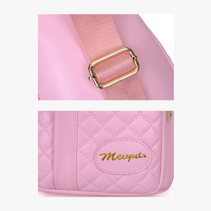 Schultertasche aus Leder für Damen, gesteppt, Umhängetasche, Sling-Rucksack, Tagesrucksack