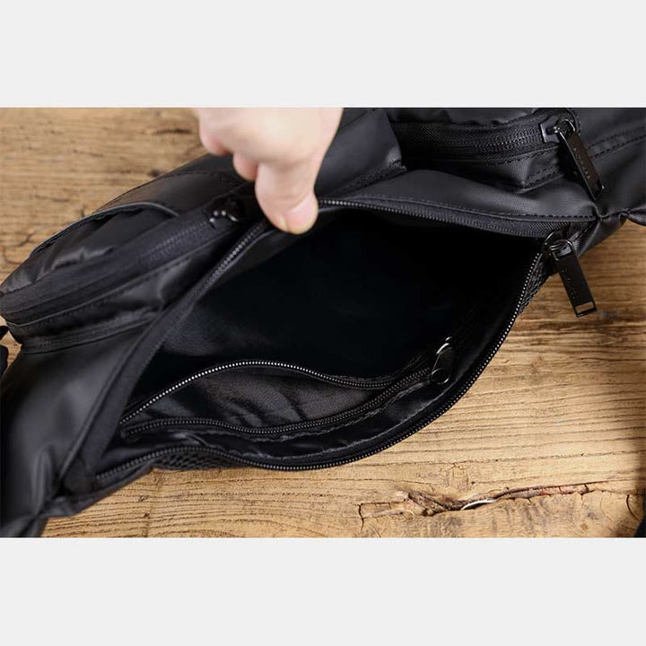 Schultertasche für Herren, Schwarz, großes Fassungsvermögen, minimalistischer Oxford-Umhängerucksack