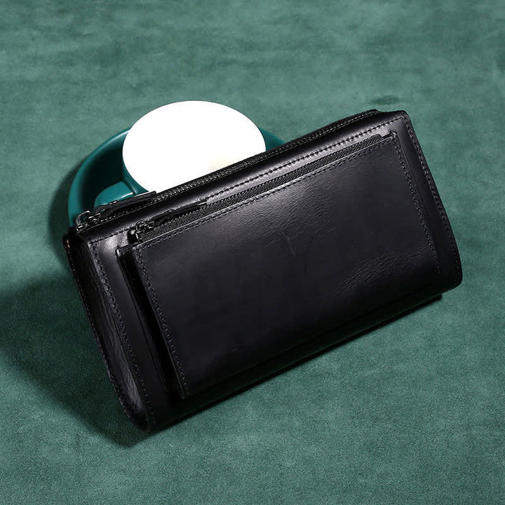 Große Kapazität Leder Männer Clutch Handtasche lange Brieftasche Handytasche