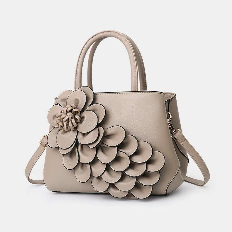 Damen Floral Elegante Schultertasche Vegan Leder Handtasche Satchel Geldbörsen