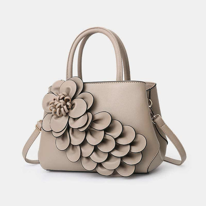 Damen Floral Elegante Schultertasche Vegan Leder Handtasche Satchel Geldbörsen