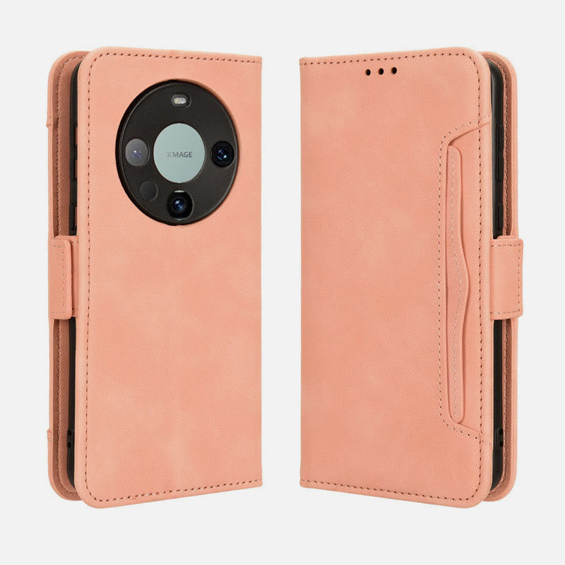 Huawei Mate 60 Clamshell-Telefonhülle aus Leder mit mehreren Kartenfächern
