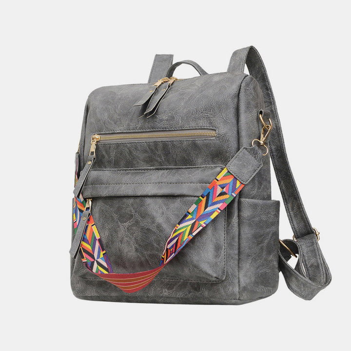 Multifunktionaler, lässiger Damen-Rucksack, Tagesrucksack aus Leder mit kariertem Muster und Schultergurt