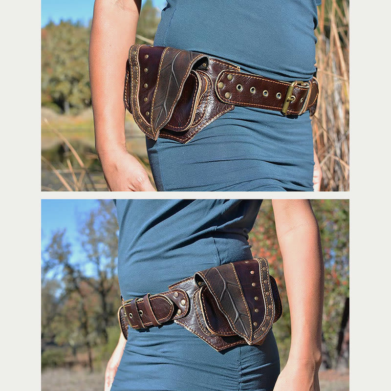 Mittelalterliche Hüfttasche für Frauen, Cosplay, Leder, Utility-Hüfttasche