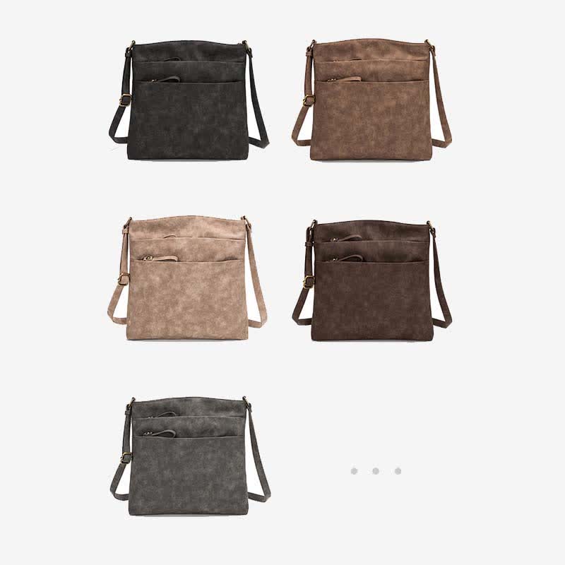 Umhängetaschen für Damen, mittlere Größe, 3 Reißverschlüsse, Schulterhandtasche aus Leder